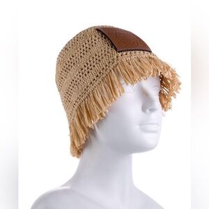 Loewe Woven Bucket Hat with Leather Patch